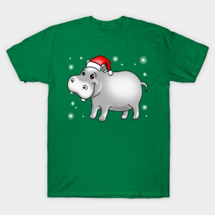 Cute Hippo For Christmas Hippopotamus T-Shirt